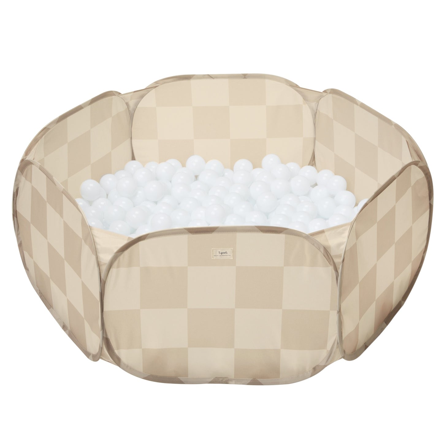 checkerboard beige recycled fabric ball pit
