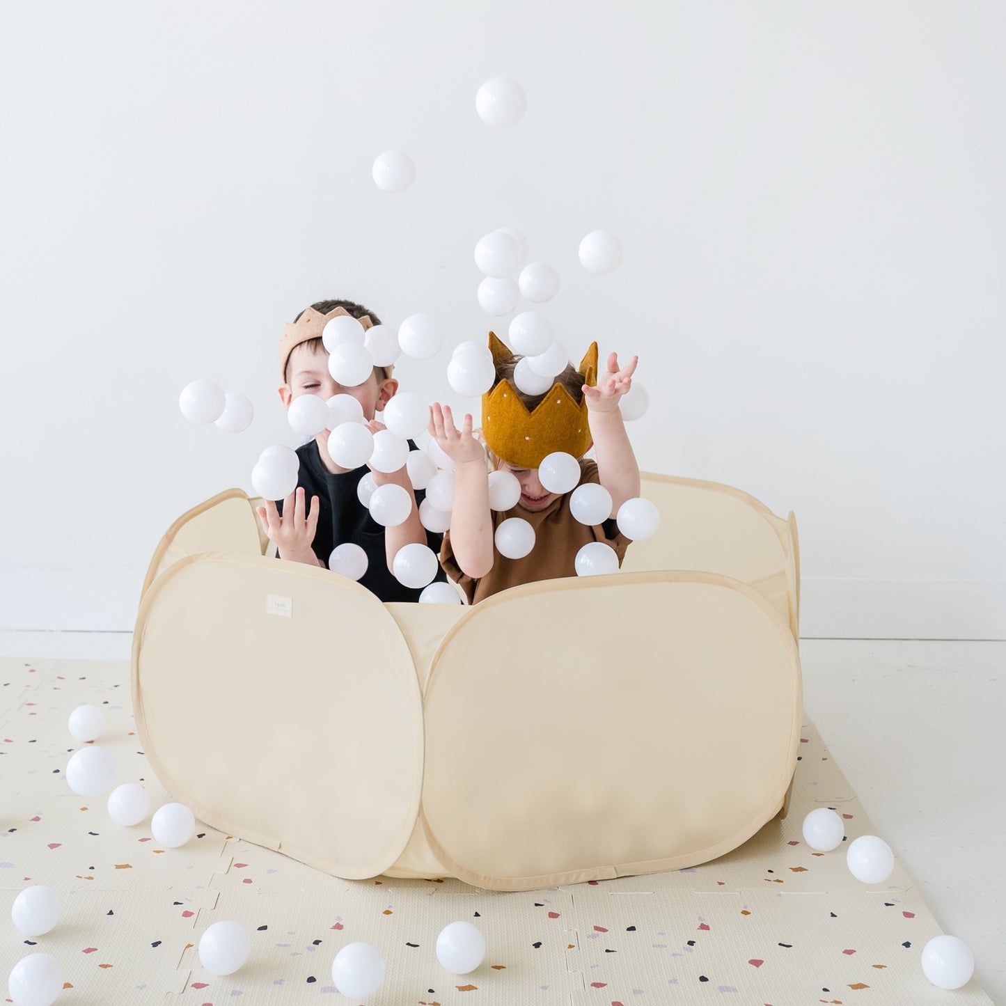 beige recycled fabric ball pit