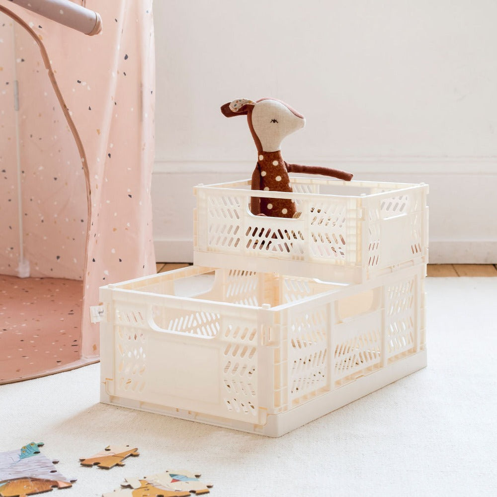 modern folding crate - cream - 2 sizes available