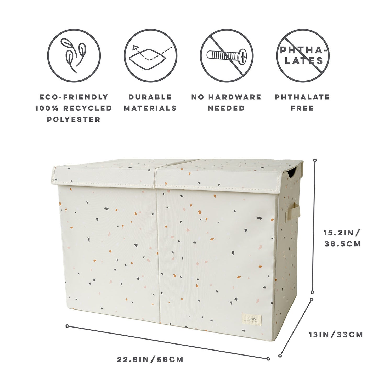 terrazzo cream recycled fabric folding storage chest