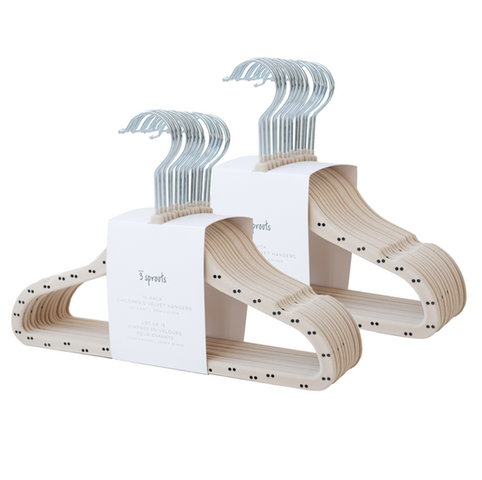 double dot & beige velvet non-slip hangers (30 per set)