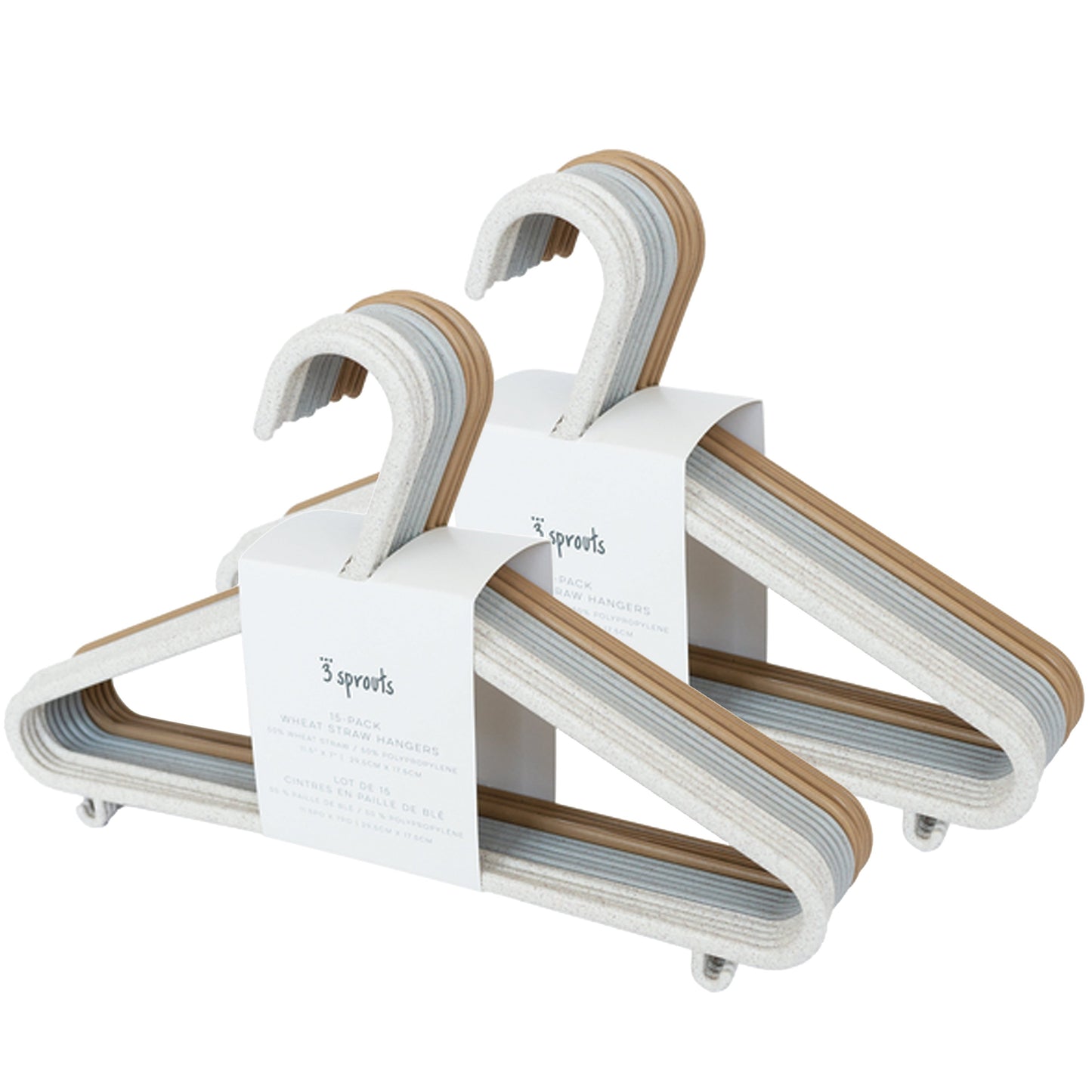 assorted wheat straw hangers (30 per set) - cream/gray/brown