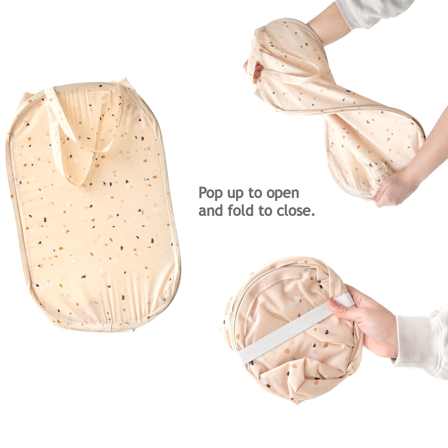 Terrazzo Beige Recycled Fabric Pop-Up Laundry Hamper