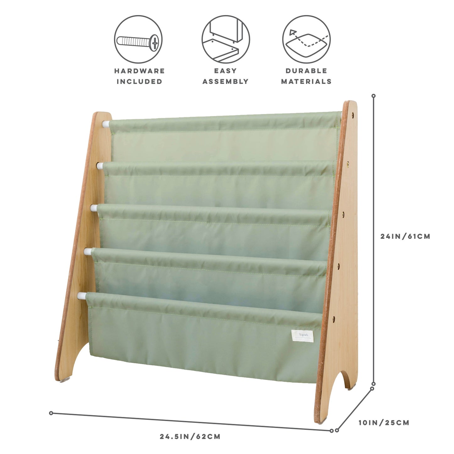 green recycled fabric book rack