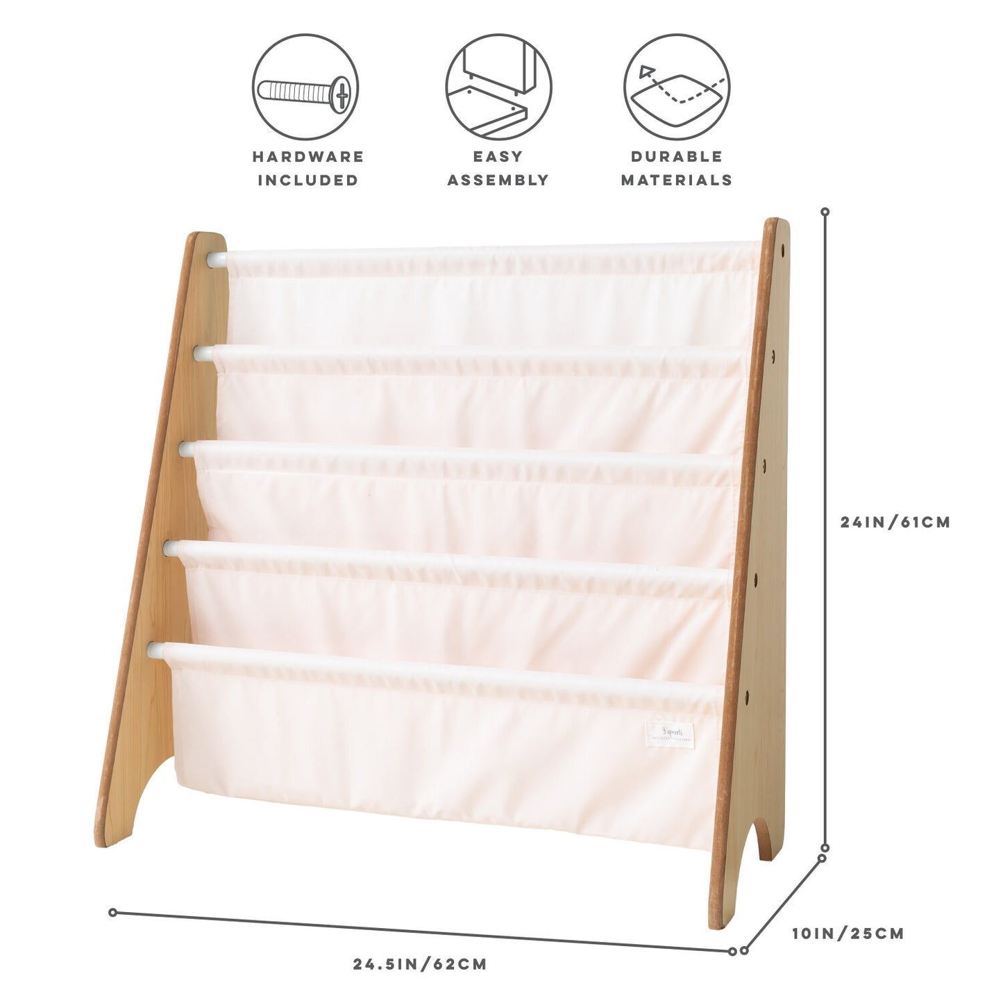 pink recycled fabric book rack