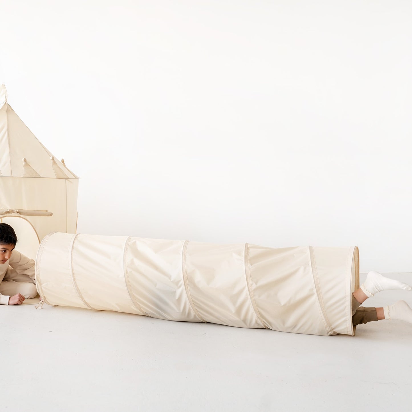 beige recycled fabric play tunnel