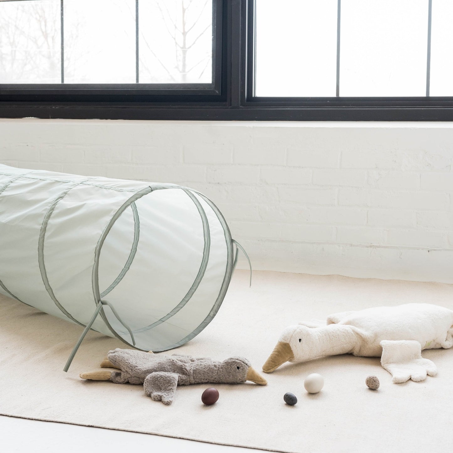 green recycled fabric play tunnel