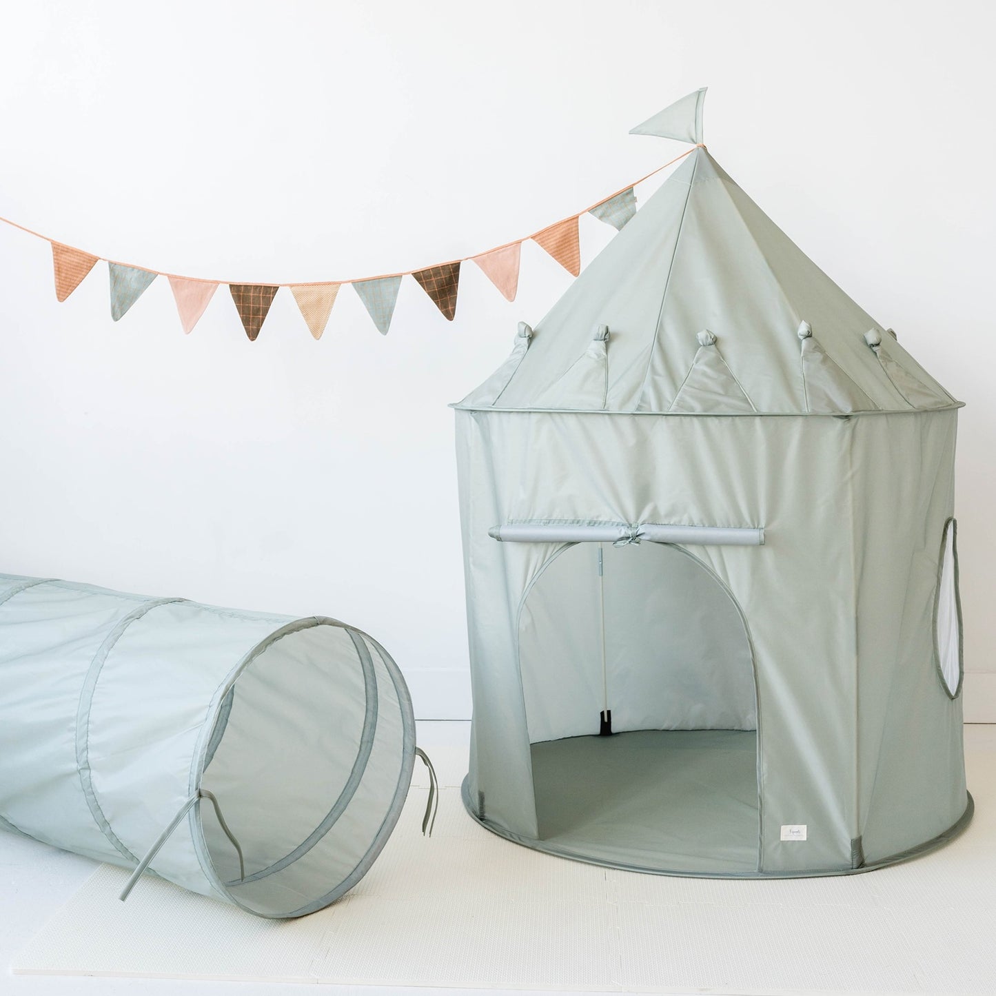 green recycled fabric play tunnel