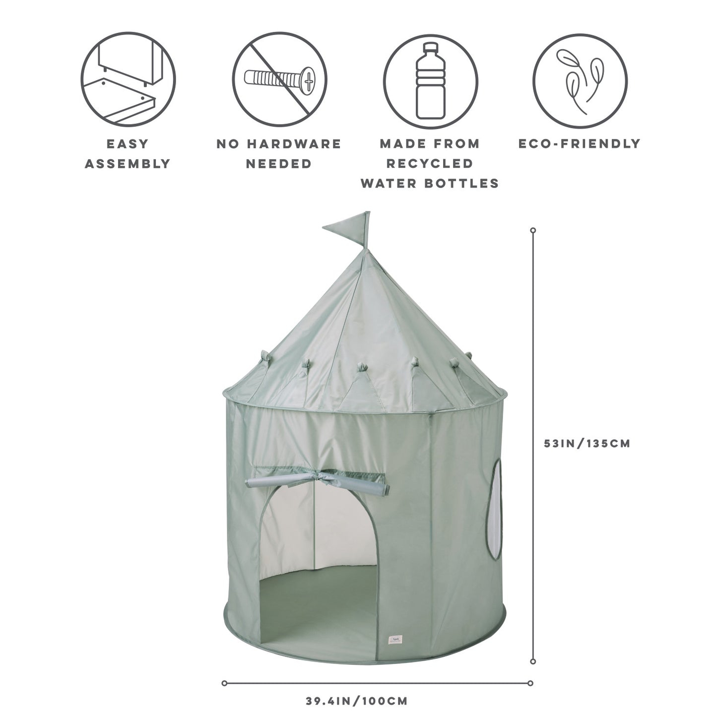 green recycled fabric play tent