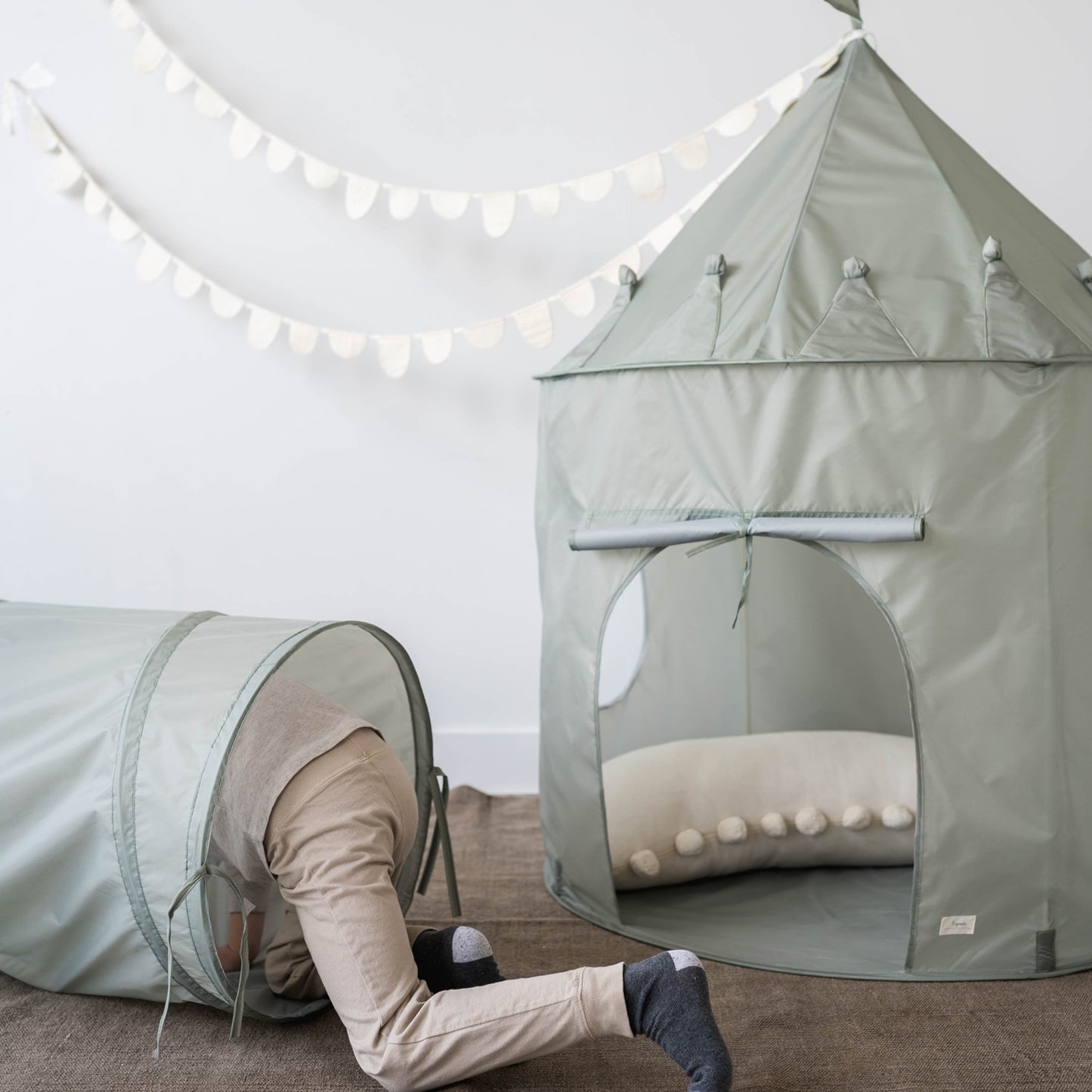 green recycled fabric play tent