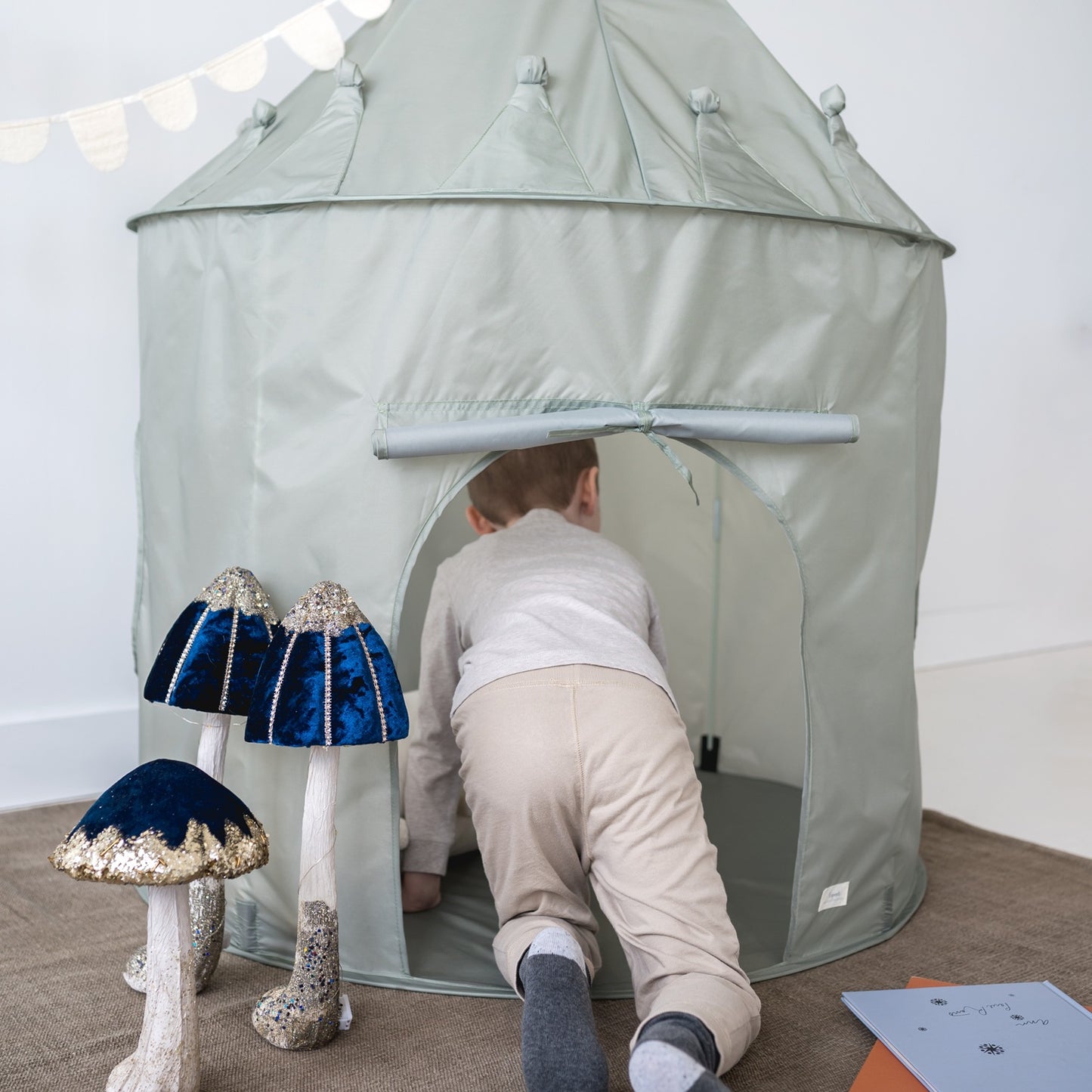 green recycled fabric play tent