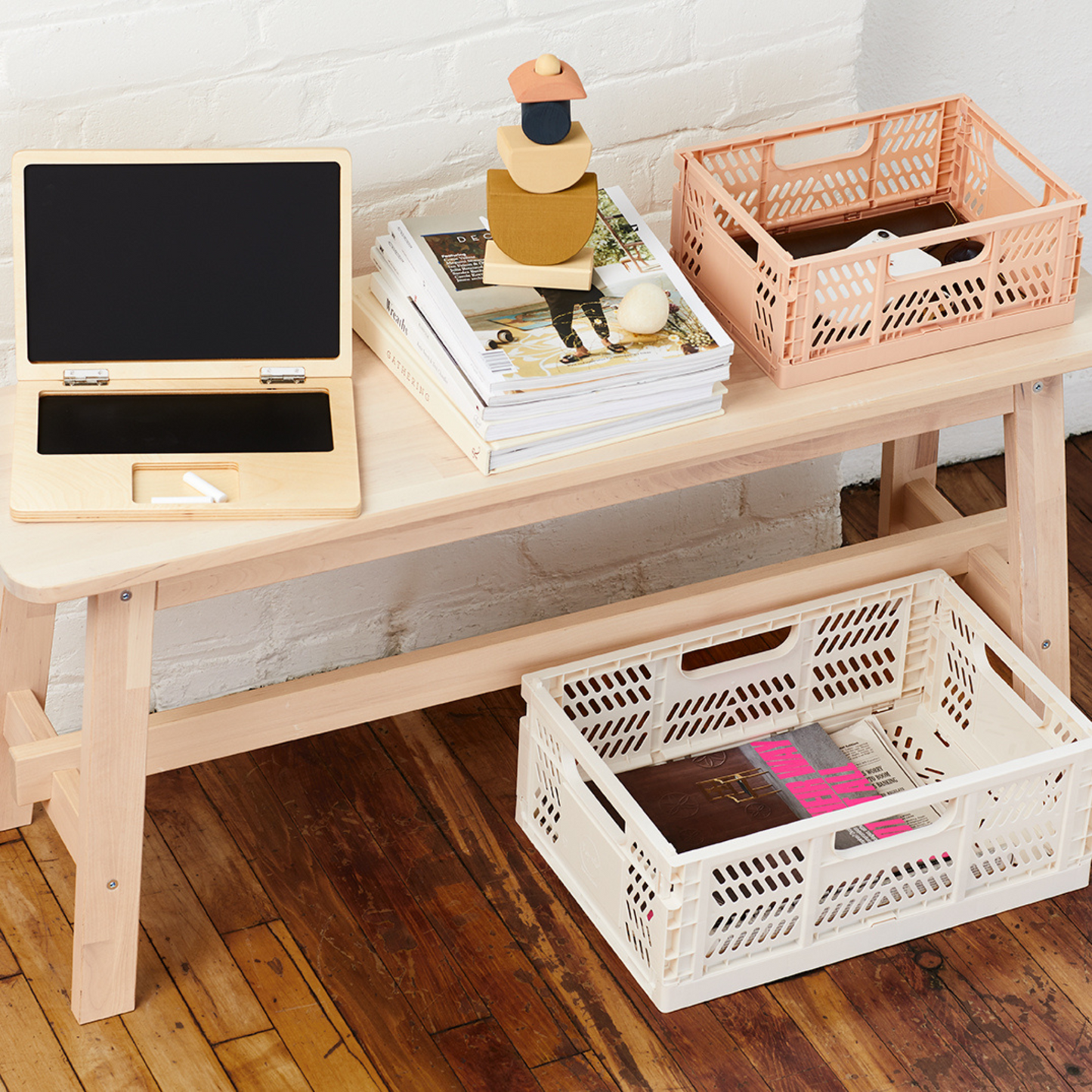 modern folding crate - cream - 2 sizes available