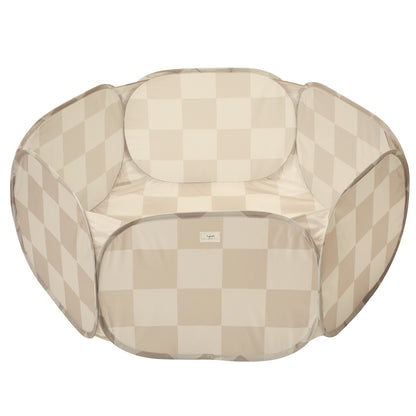 checkerboard beige recycled fabric ball pit