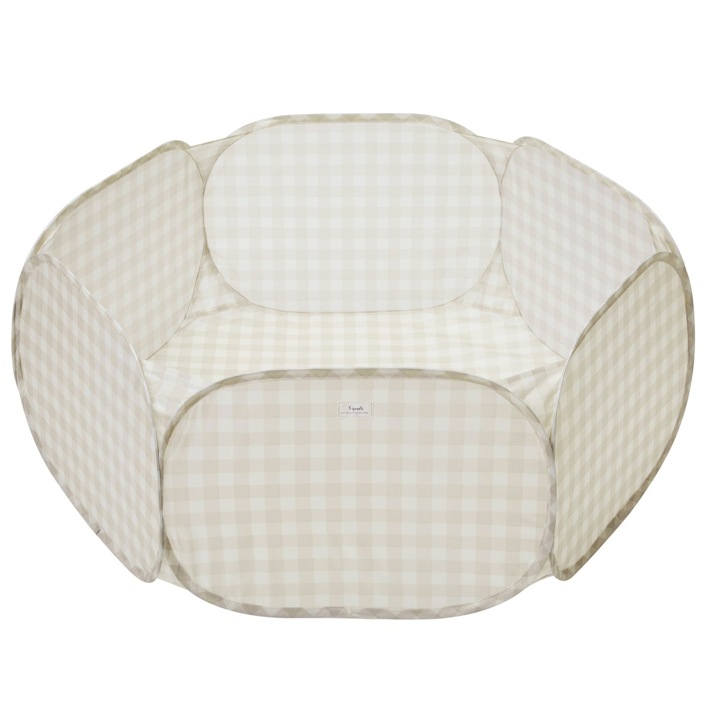gingham beige recycled fabric ball pit