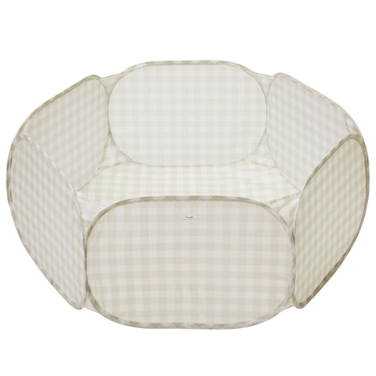 gingham beige recycled fabric ball pit