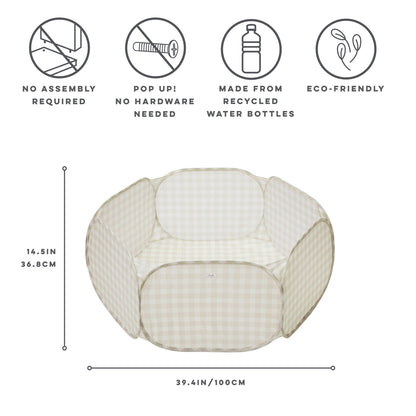 gingham beige recycled fabric ball pit