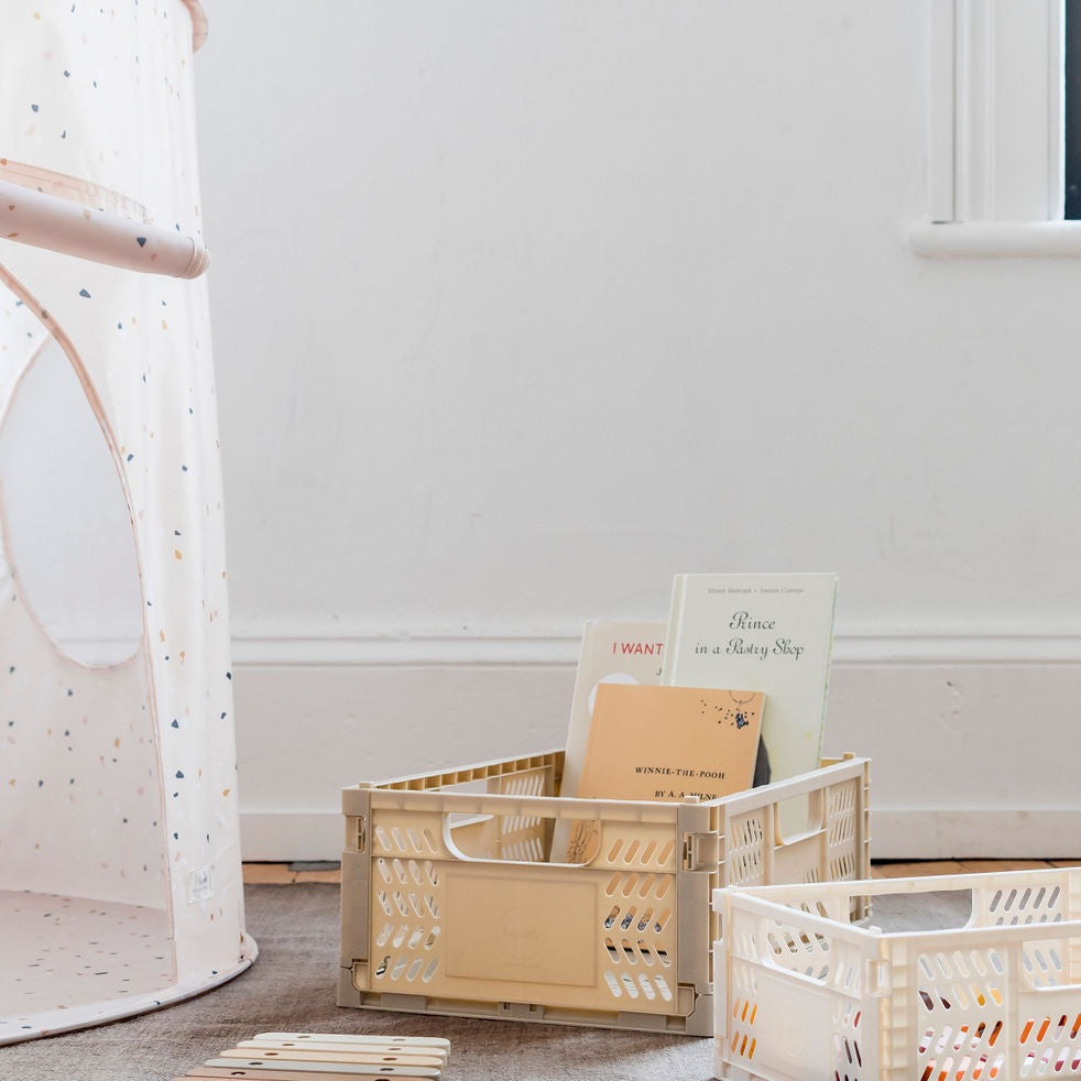 modern folding crate - sand - 2 sizes available