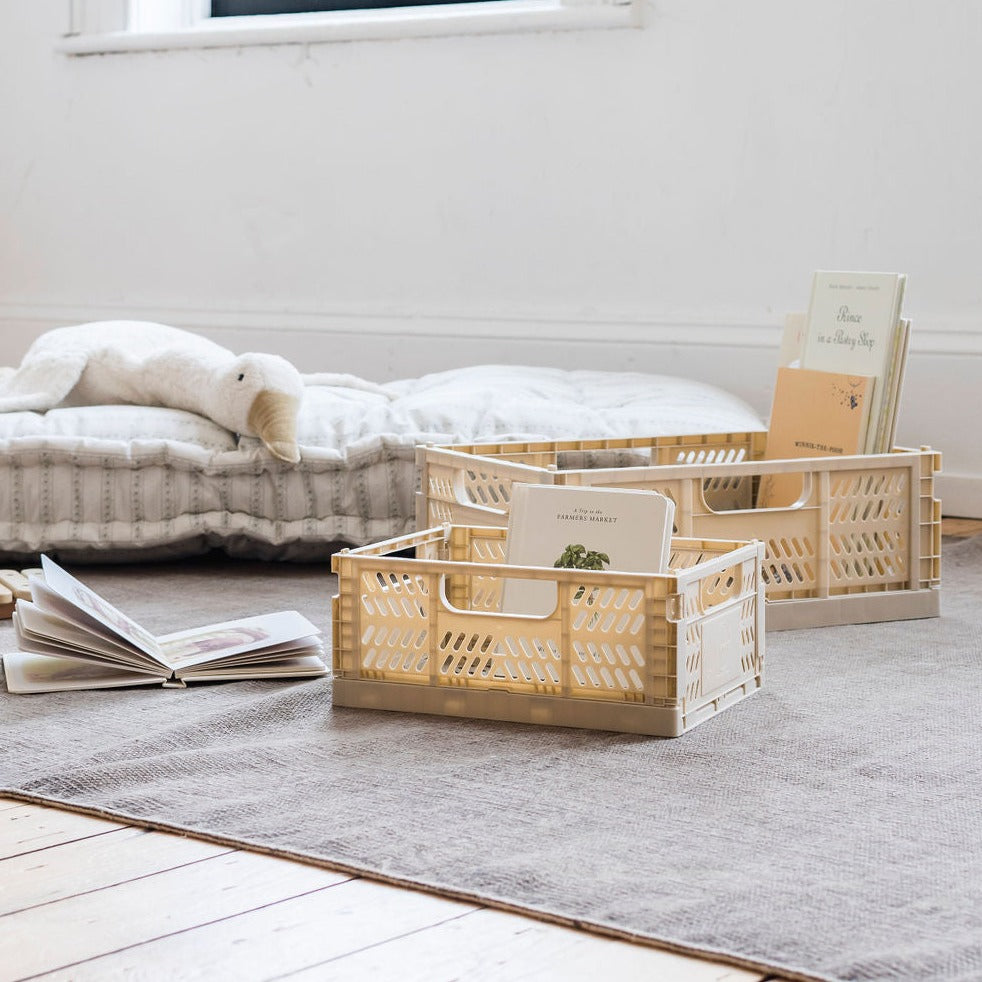 modern folding crate - sand - 2 sizes available