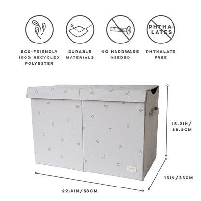 blueberry taupe recycled fabric folding storage chest