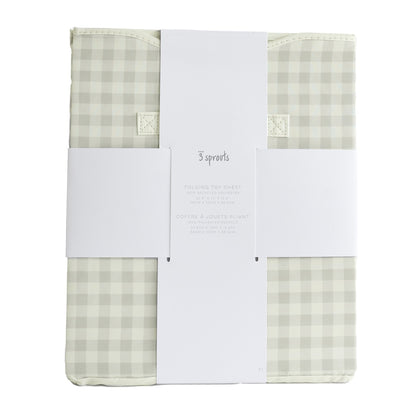 gingham beige recycled fabric folding storage chest