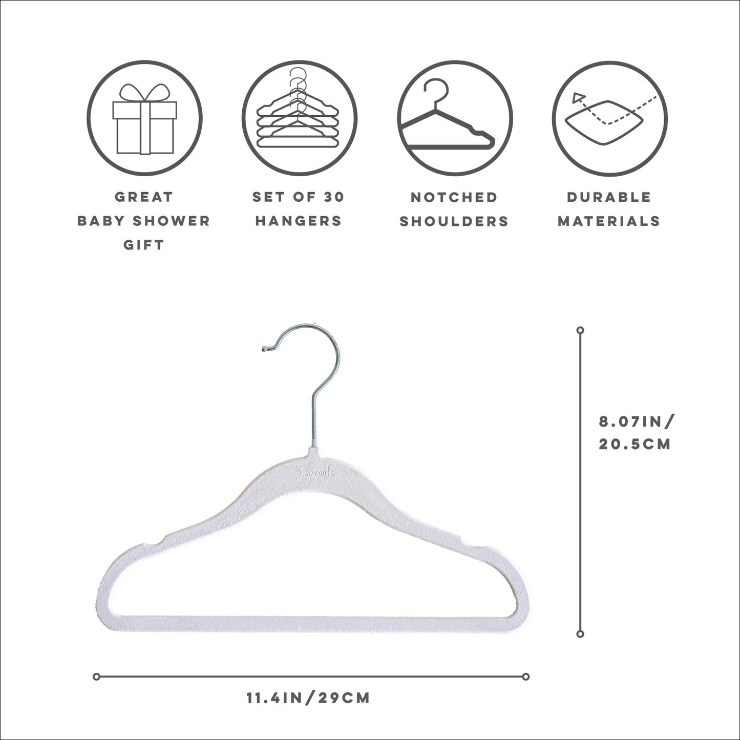 white velvet non-slip hangers (30 per set)