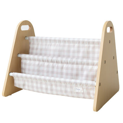 gingham beige double-sided portable book rack