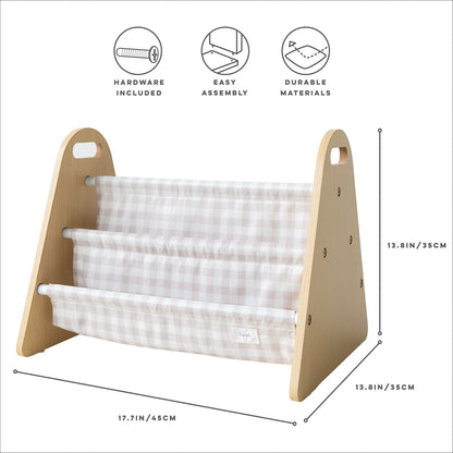 gingham beige double-sided portable book rack