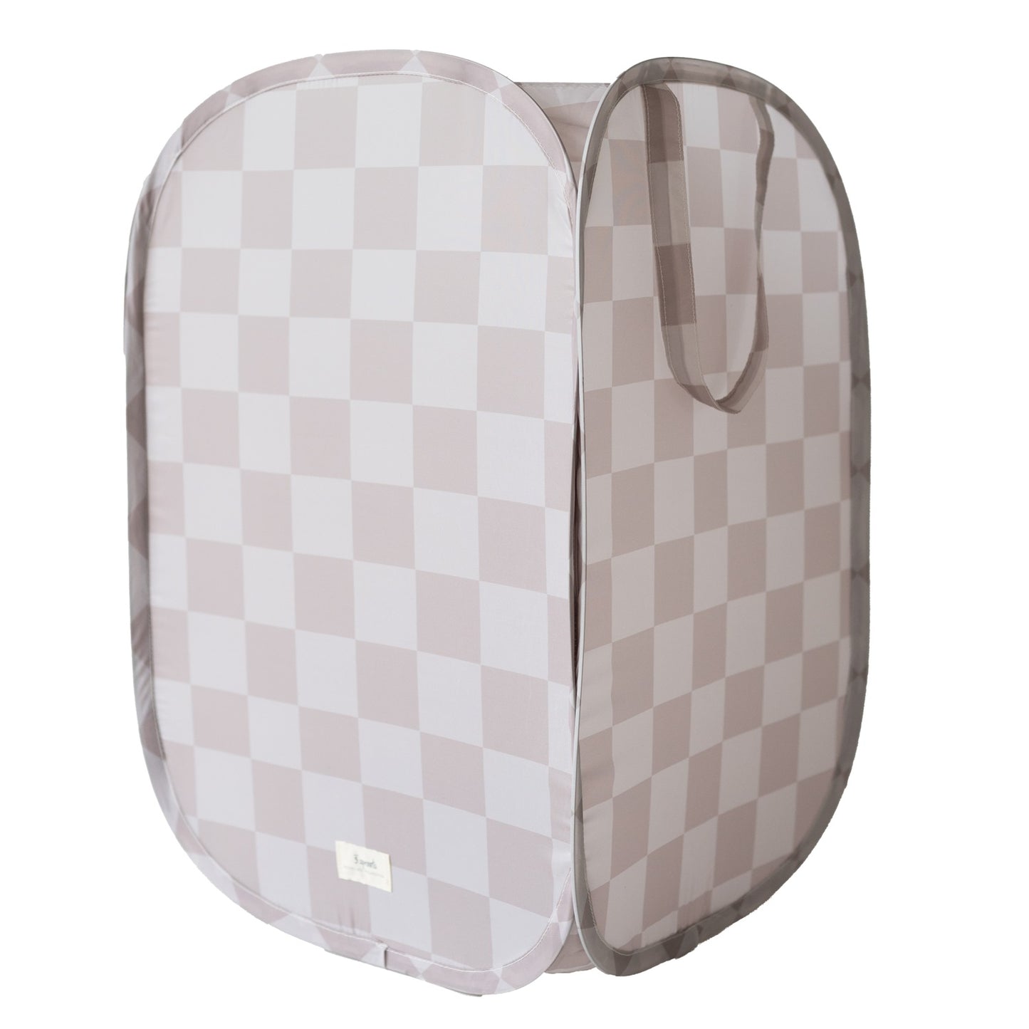 Checkerboard Beige Recycled Fabric Pop-Up Laundry Hamper