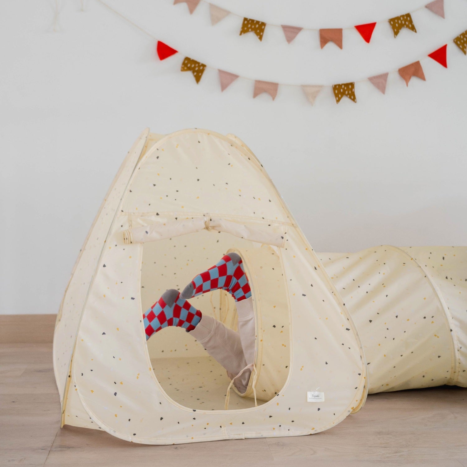 nobodinoz tent Terrazzo Beige Recycled Fabric 3-in-1 Play Tent & Tunnel Set