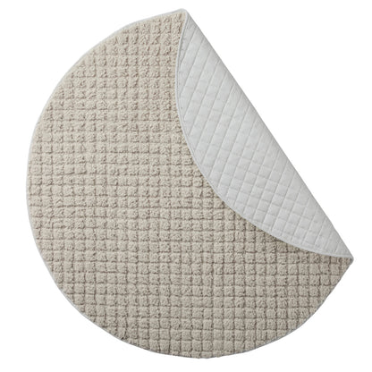 beige quilted teddy fleece round play mat