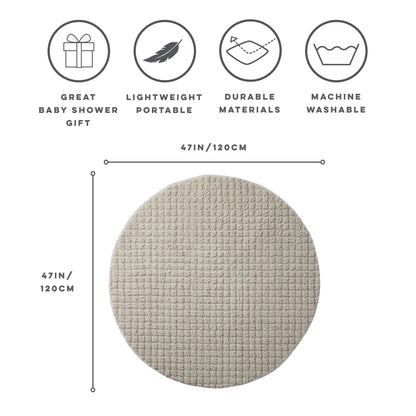 beige quilted teddy fleece round play mat