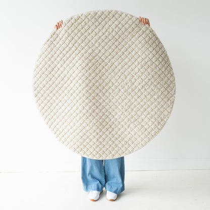 beige quilted teddy fleece round play mat
