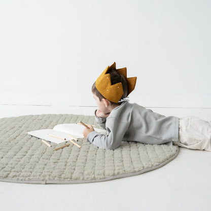 beige quilted teddy fleece round play mat