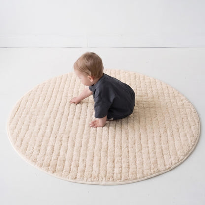 cream quilted teddy fleece round play mat
