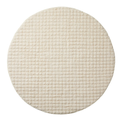 cream quilted teddy fleece round play mat