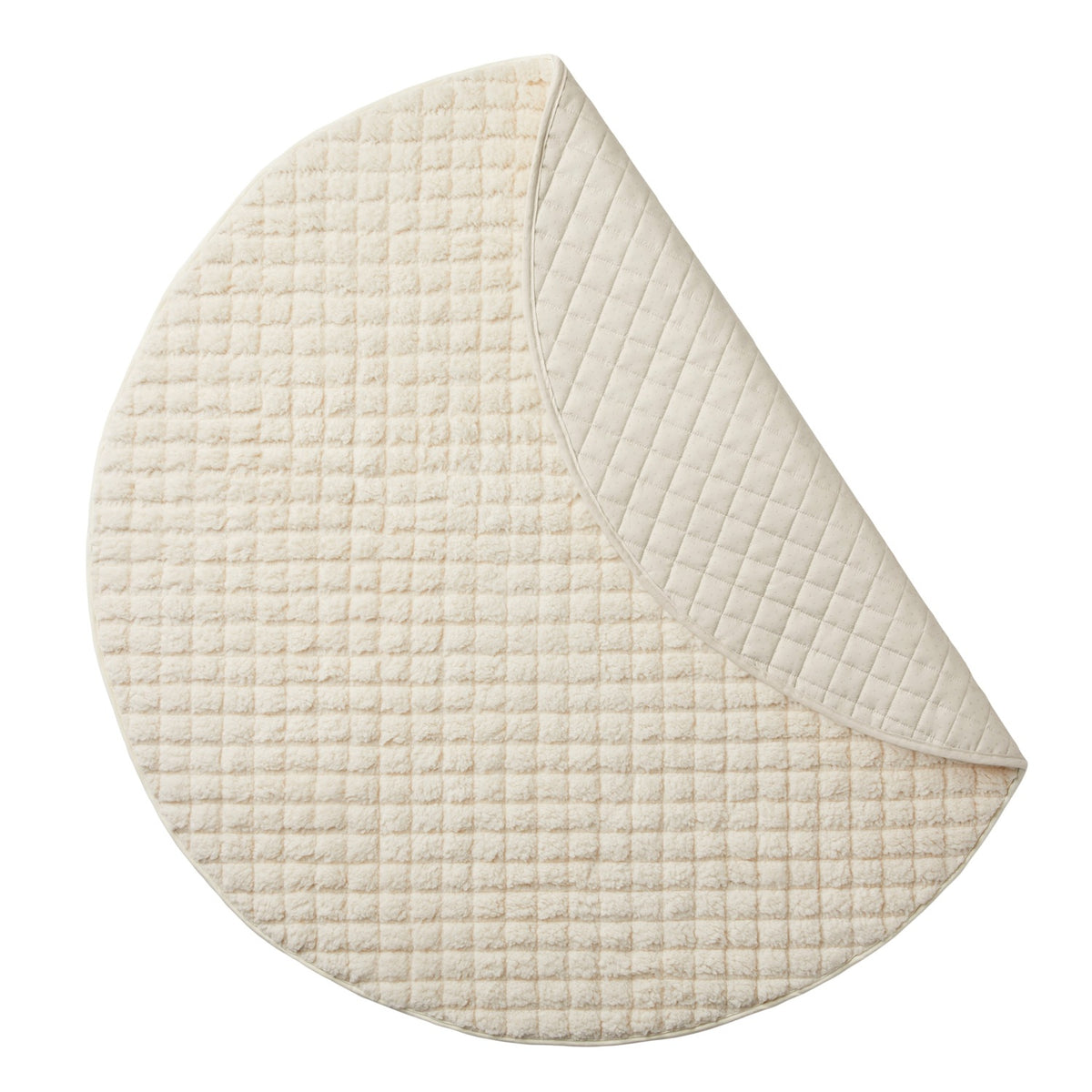 cream quilted teddy fleece round play mat