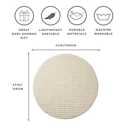 cream quilted teddy fleece round play mat