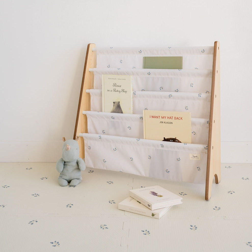 ivory blueberry recycled fabric book rack