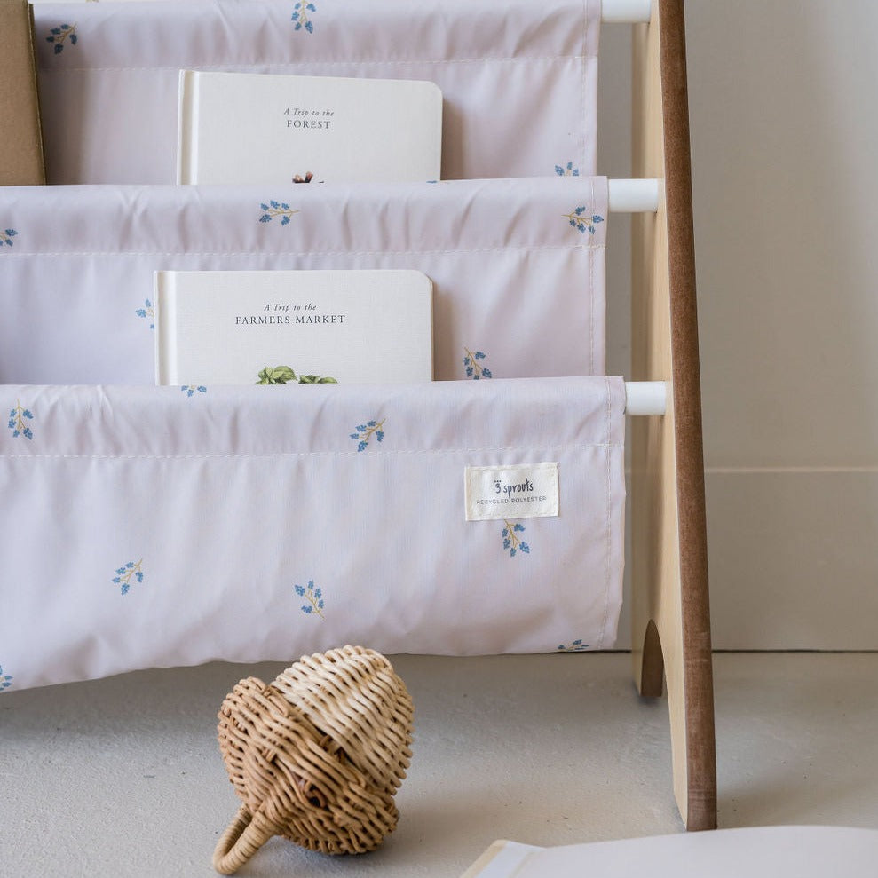 taupe blueberry recycled fabric book rack