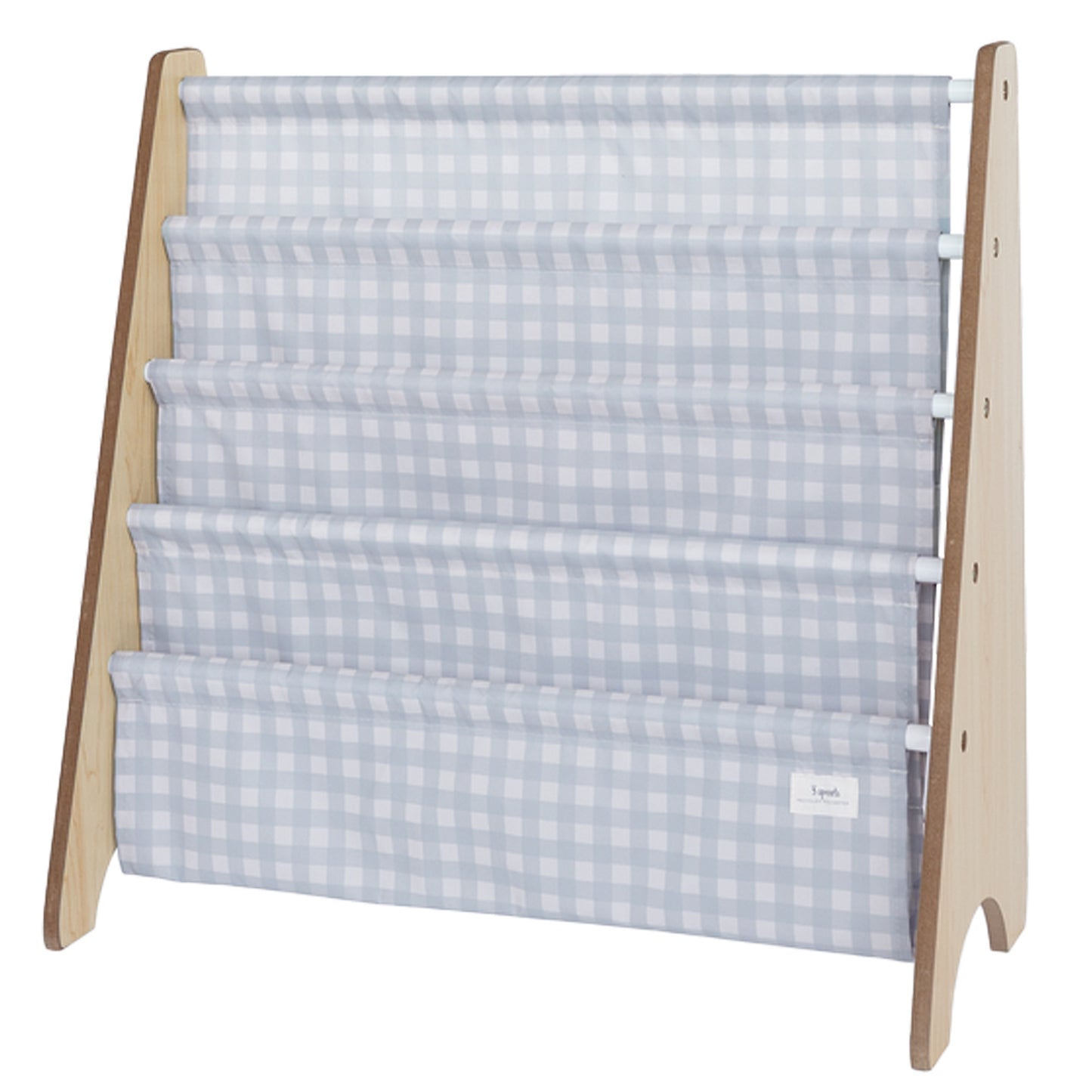 blue gingham recycled fabric book rack