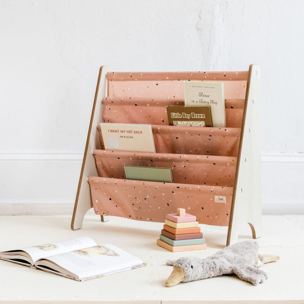 terrazzo clay recycled fabric book rack