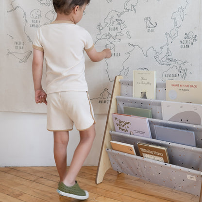 terrazzo light gray recycled fabric book rack