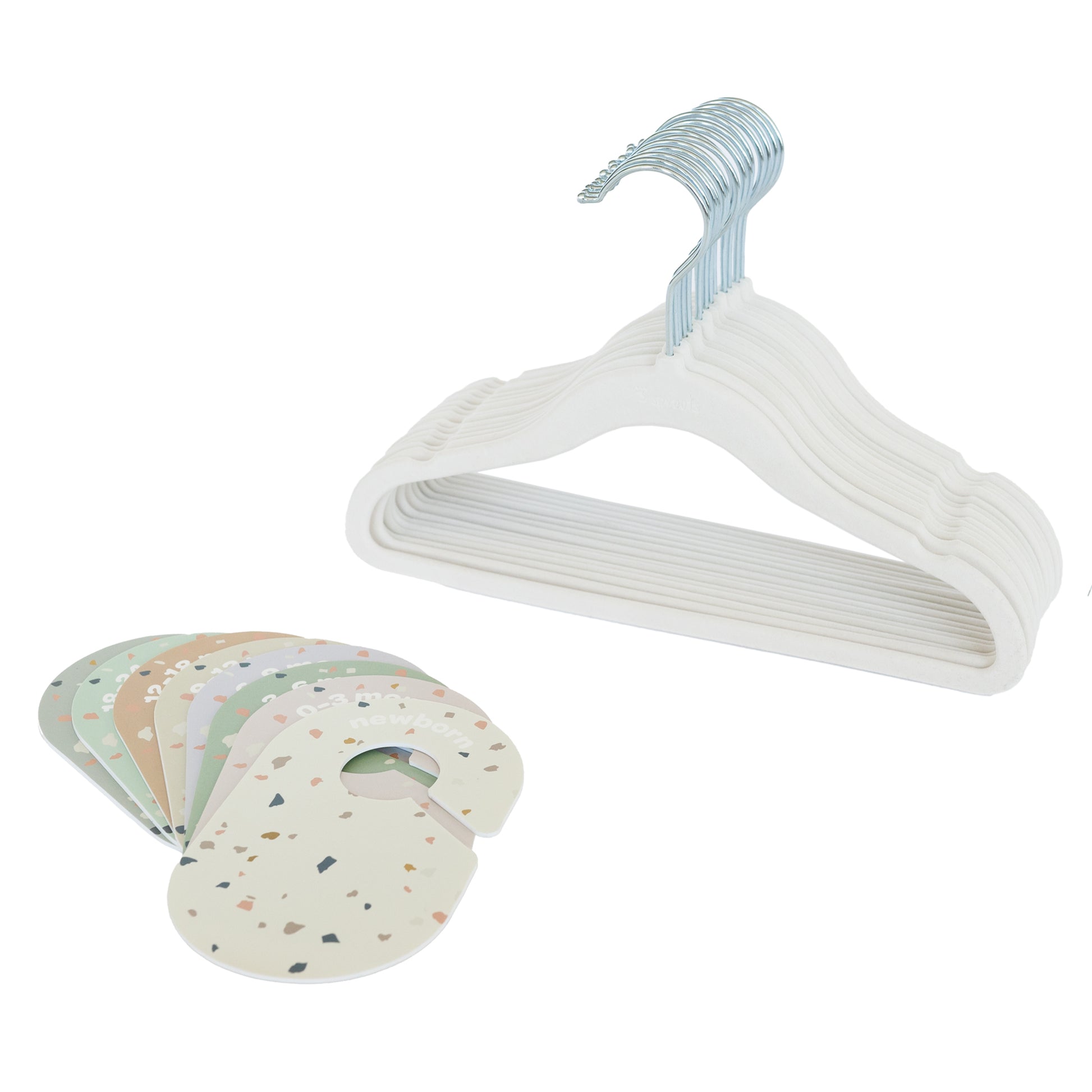 Cream Baby Clothes Hanger Set Decorated With Ribbon, Padded Hanger