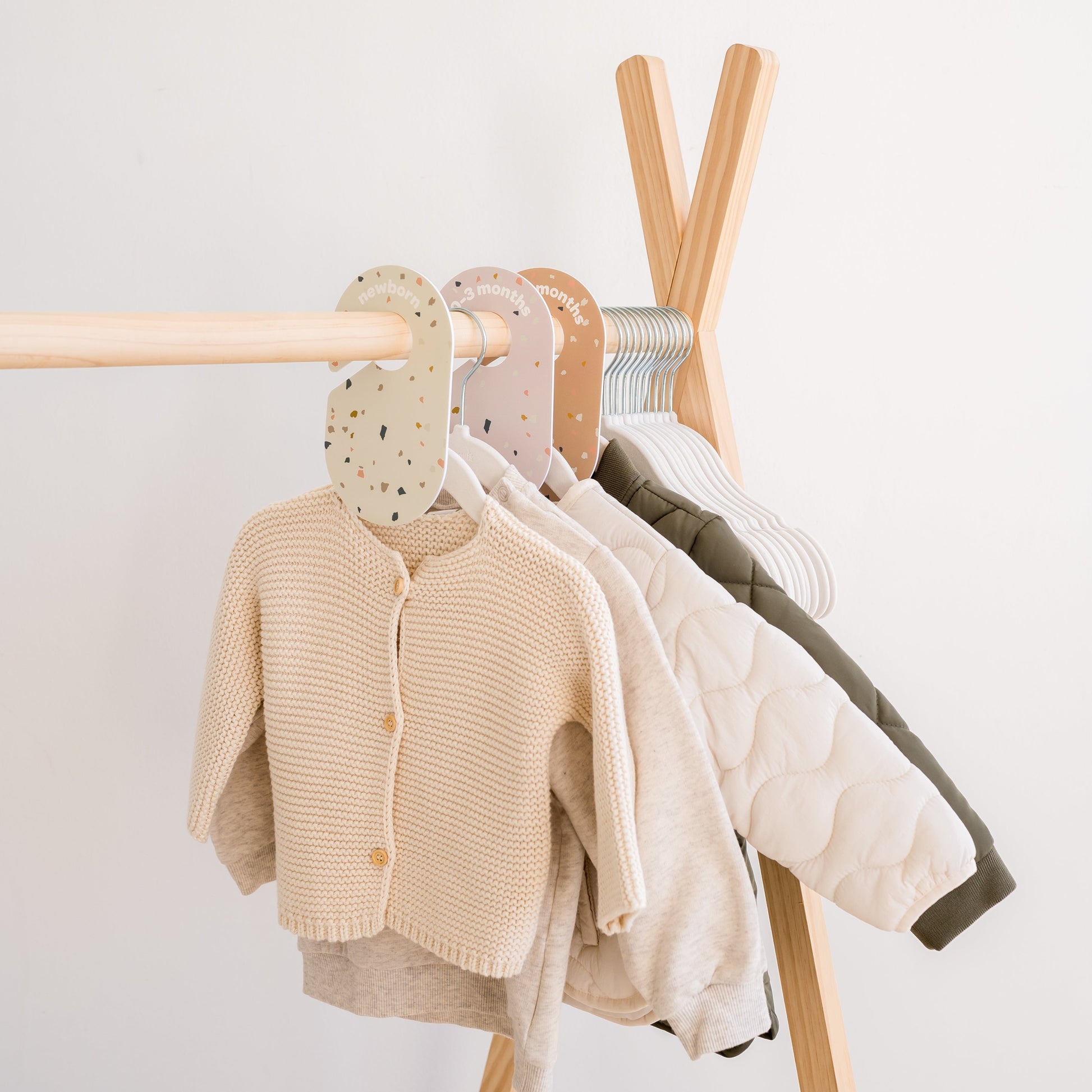 Wooden Clothing Rack With Shelves and Hangers Newborn Baby 