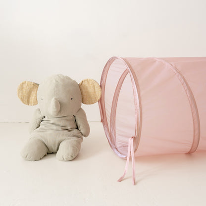 pink recycled fabric play tunnel