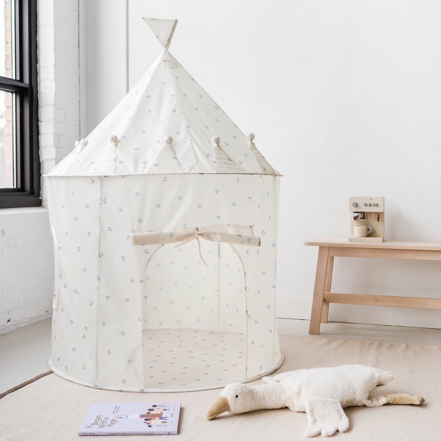 blueberry taupe recycled fabric play tent