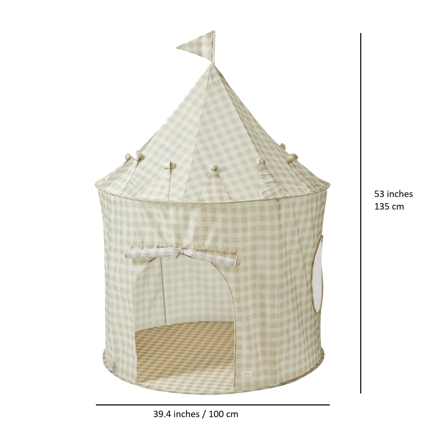 gingham beige recycled fabric play tent