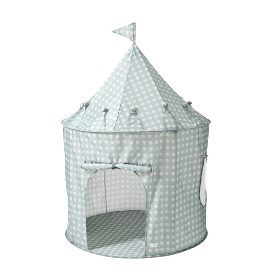 gingham blue recycled fabric play tent