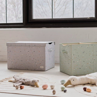 terrazzo gray recycled fabric folding storage chest