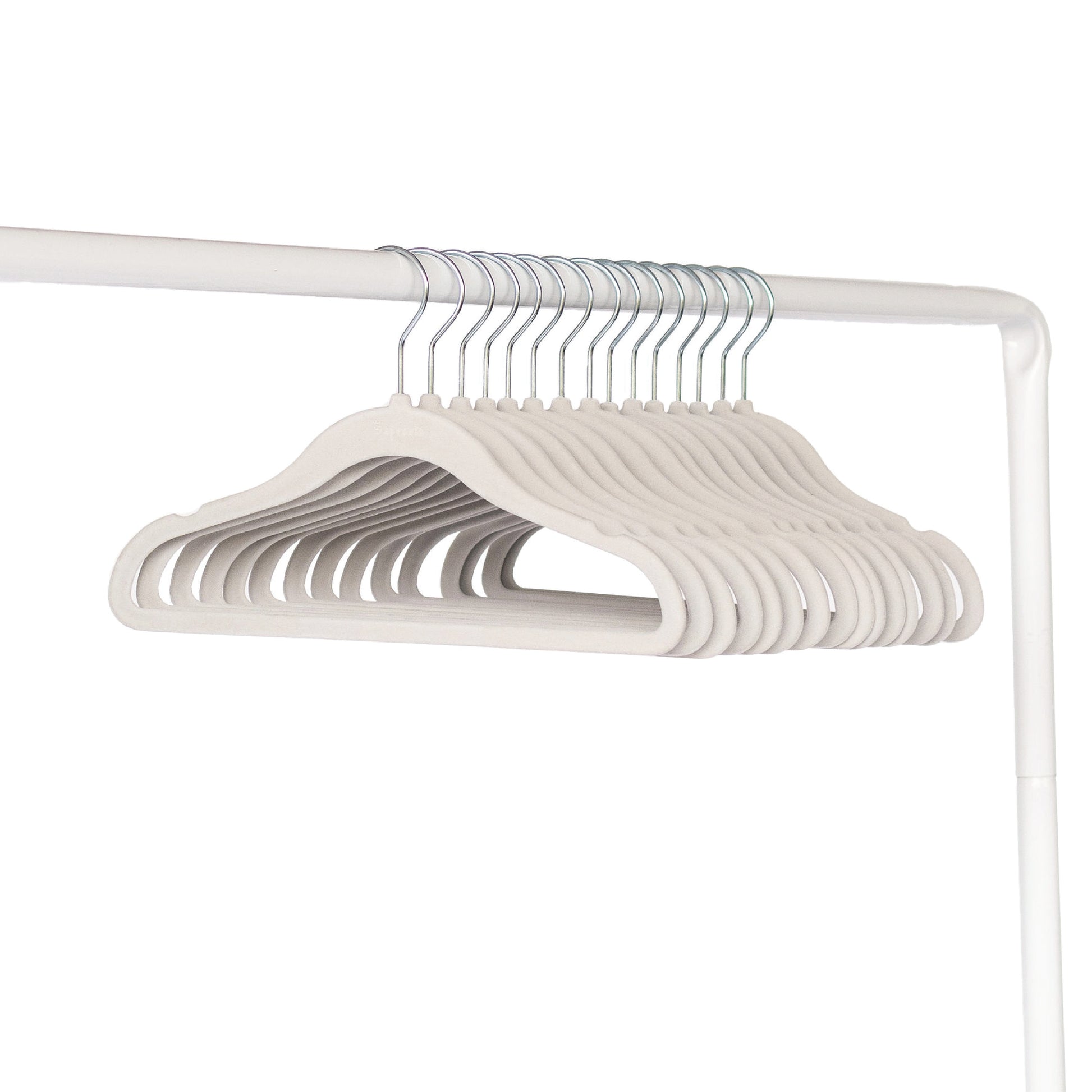 10 Pk Non-Slip Velvet Hangers w/ Metal Clips - White